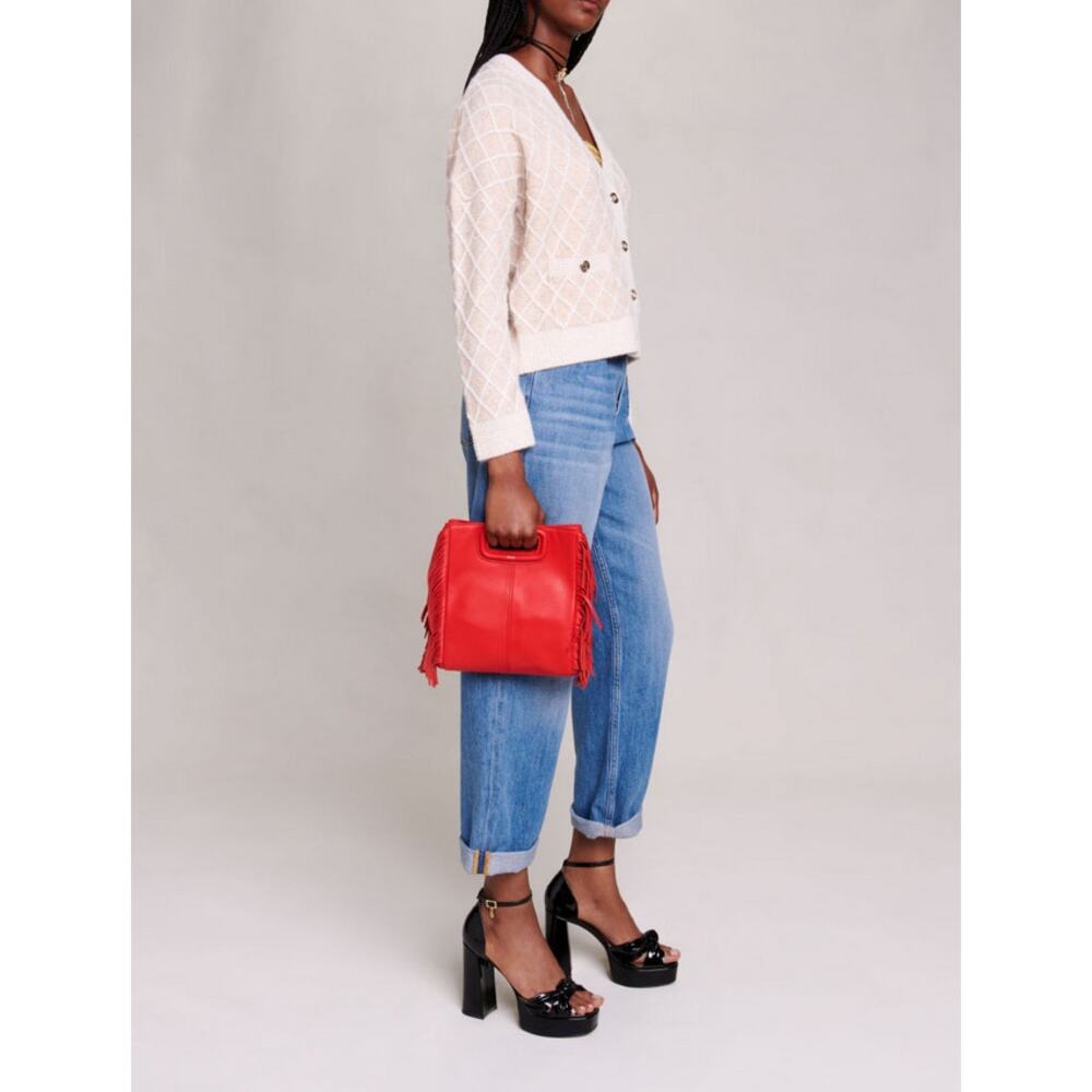 MAJE Moovida‎ Metallic Cardigan Sweater In Camel Fall Preppy Minimalist Luxury - Picture 4 of 7